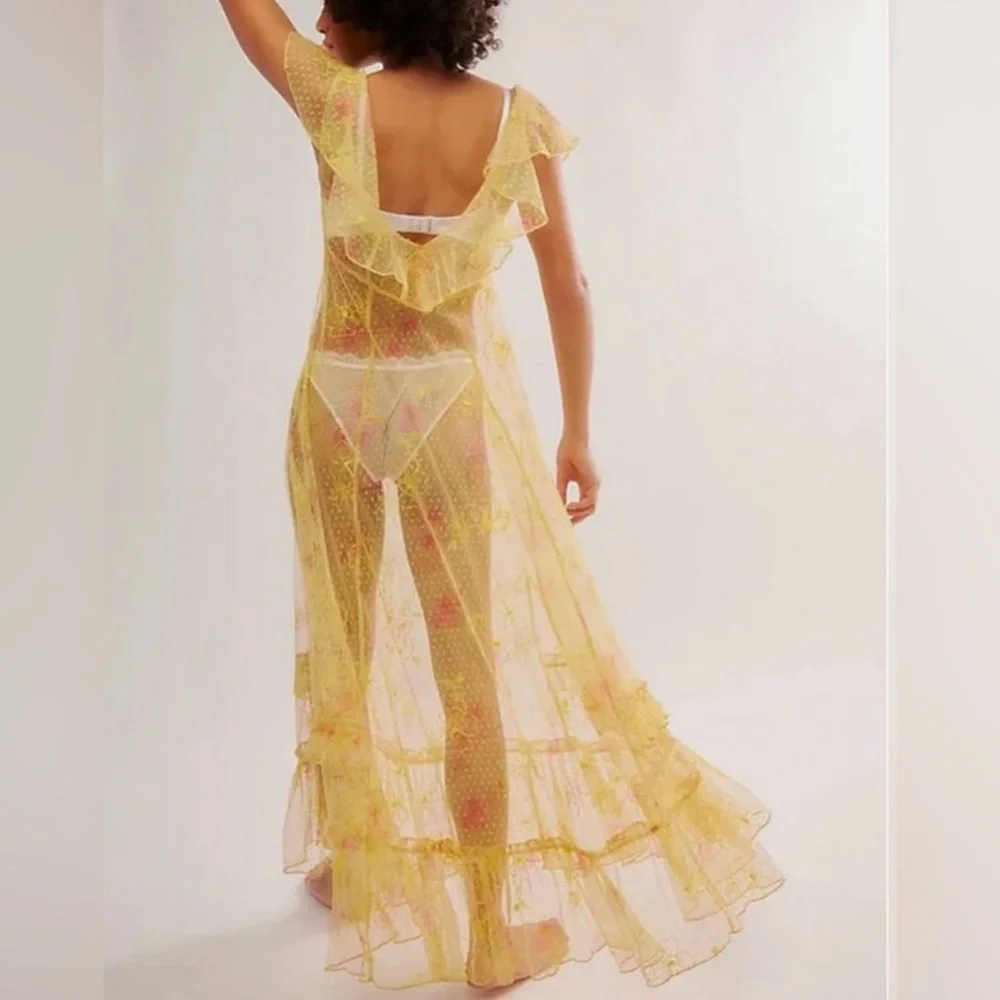 FREE PEOPLE Intimately Postcard From Paris Sheer Maxi Dress size S NWT $198